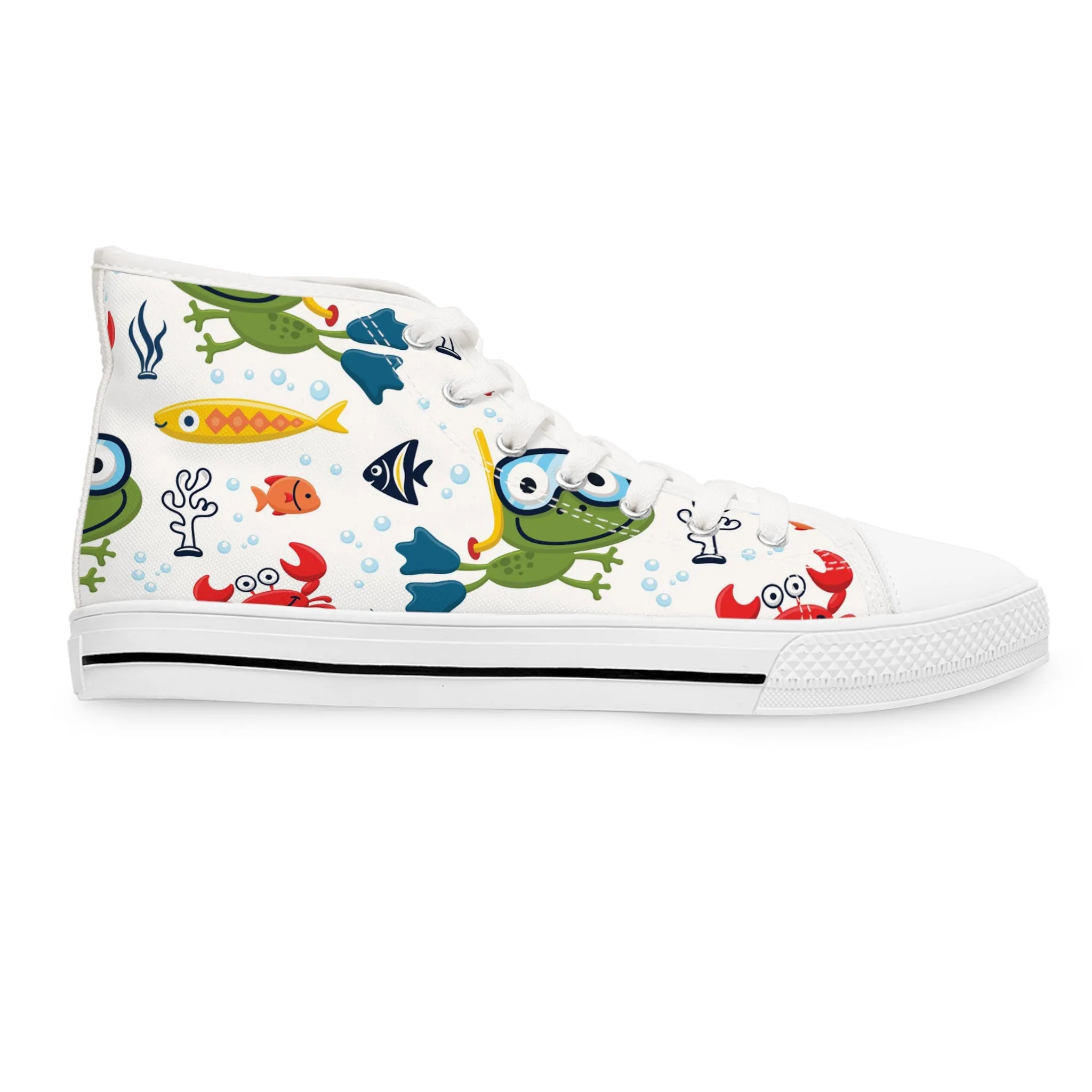 Cartoon Marine Animals Women's High Top Sneakers