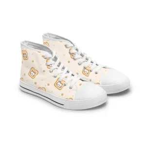 Cat Face on Bread Women's High Top Sneakers