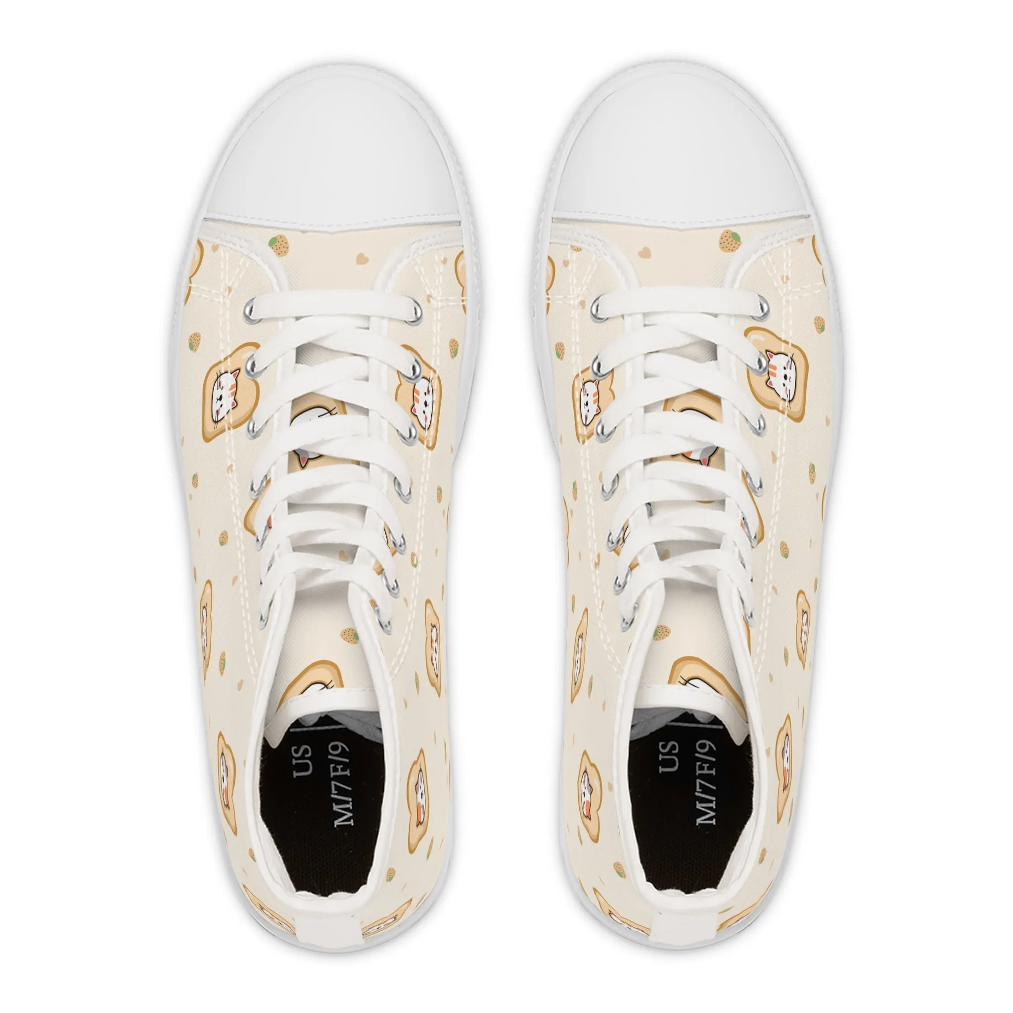 Cat Face on Bread Women's High Top Sneakers