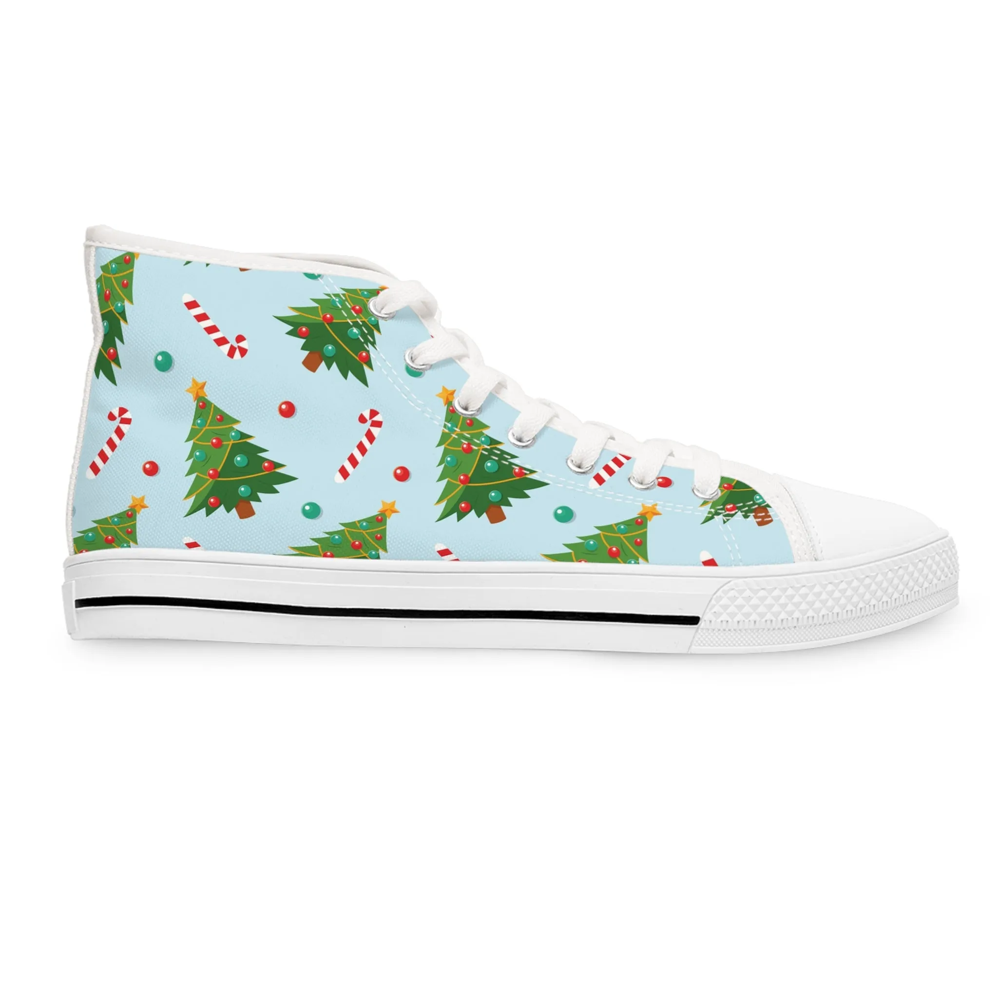 Christmas Tree and Candy Canes Women's High Top Sneakers