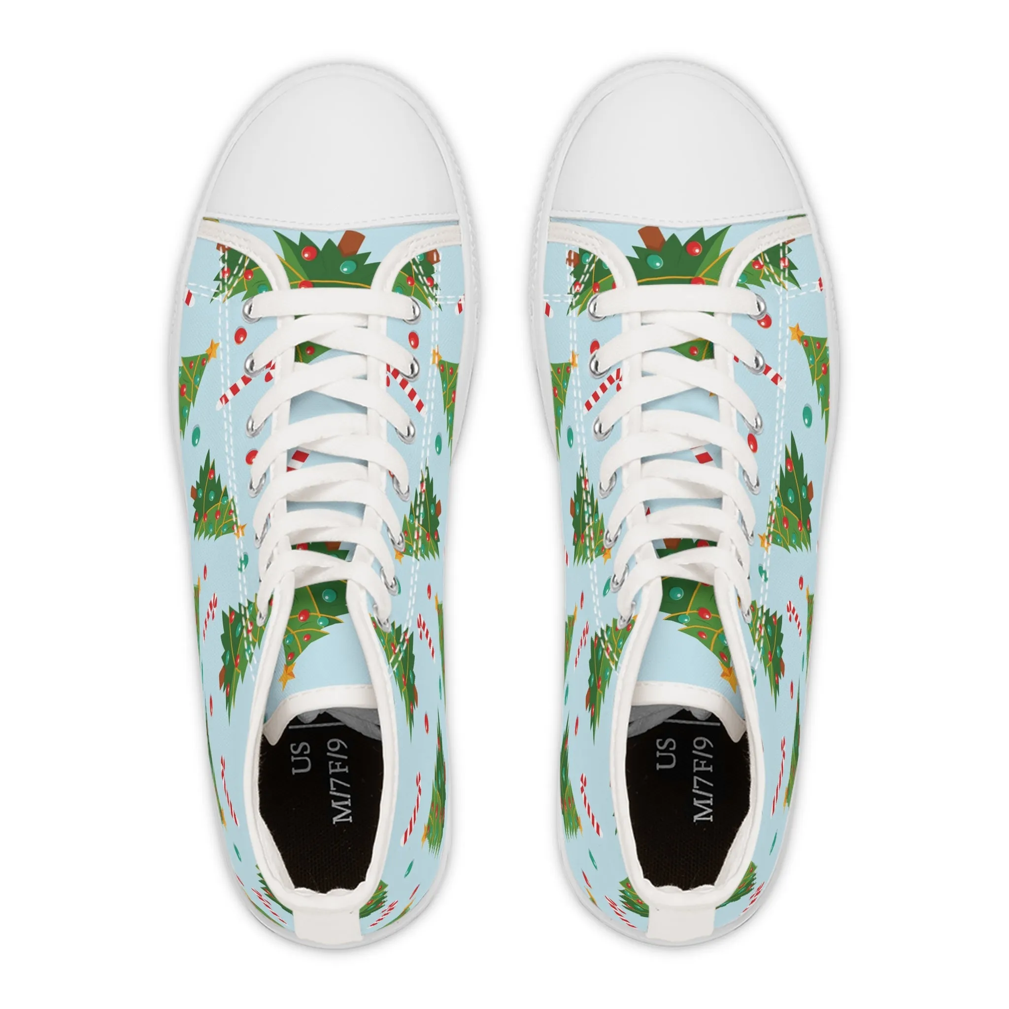 Christmas Tree and Candy Canes Women's High Top Sneakers