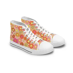 Colorful Flowers Women's High Top Sneakers