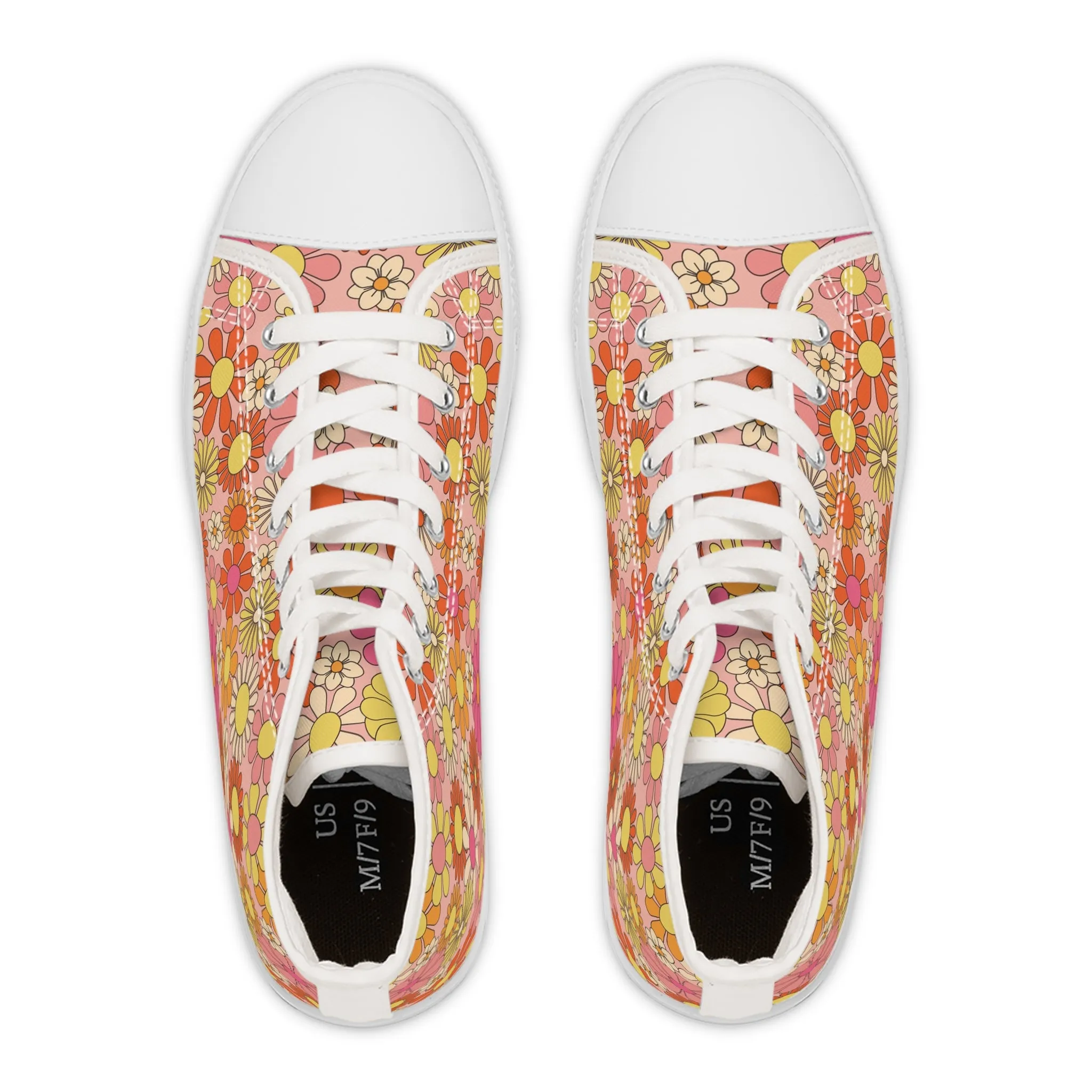 Colorful Flowers Women's High Top Sneakers