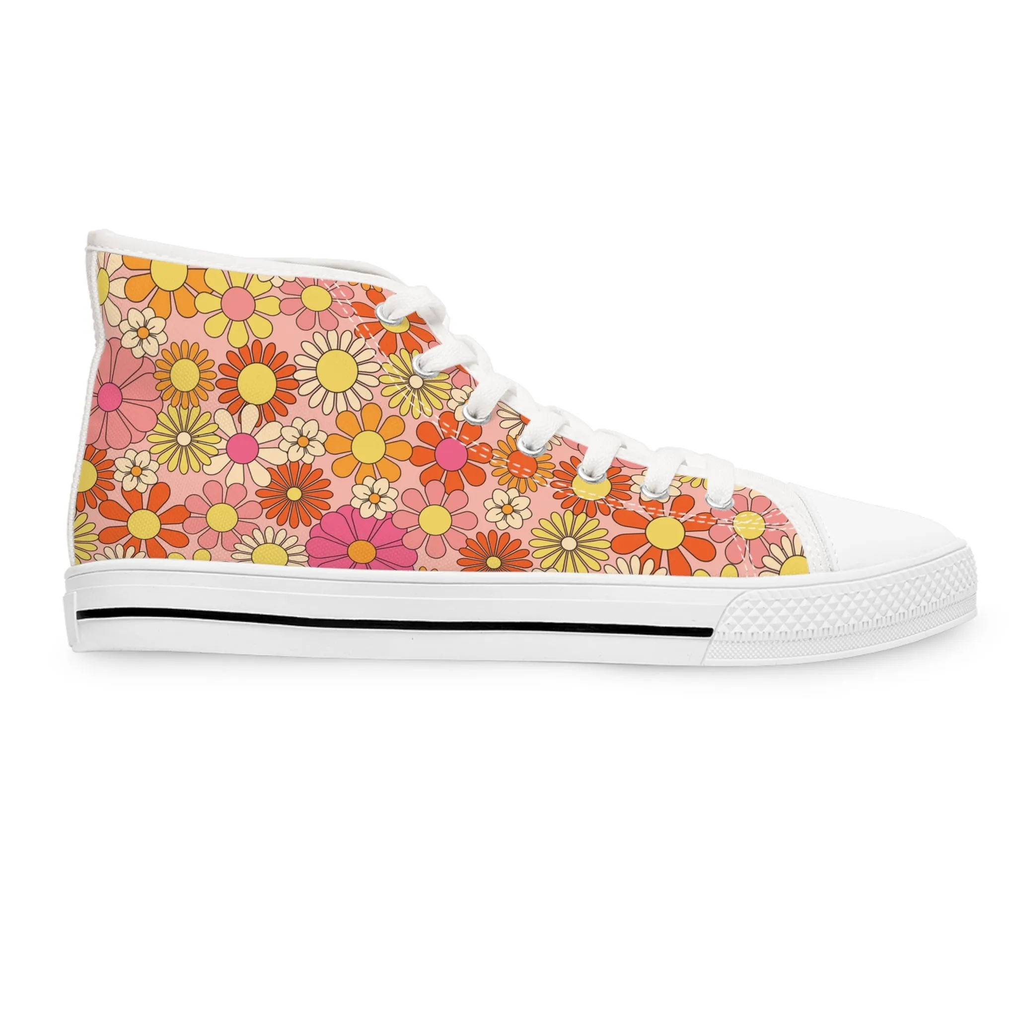 Colorful Flowers Women's High Top Sneakers