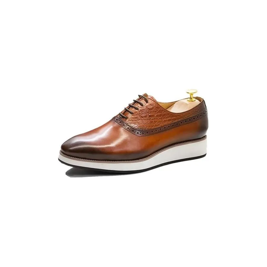 CrocLuxe Exquisite Croc-Textured Oxford Dress Shoes