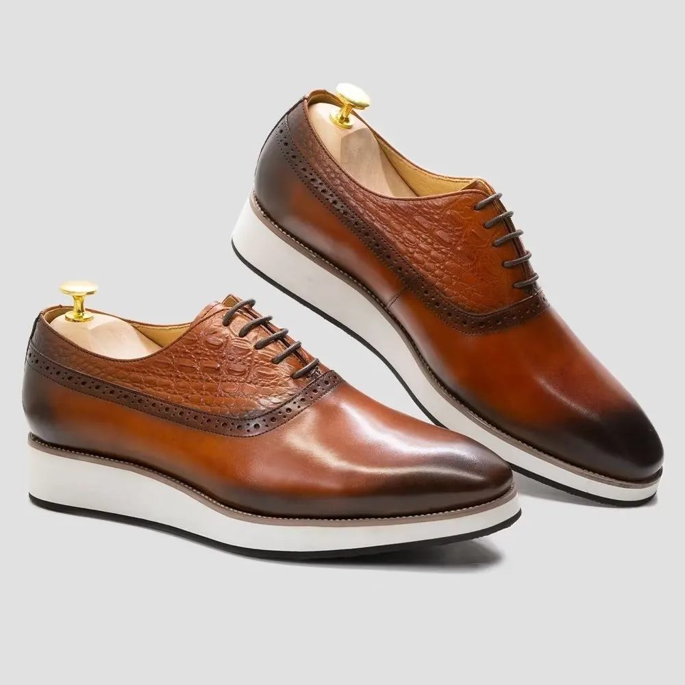 CrocLuxe Exquisite Croc-Textured Oxford Dress Shoes