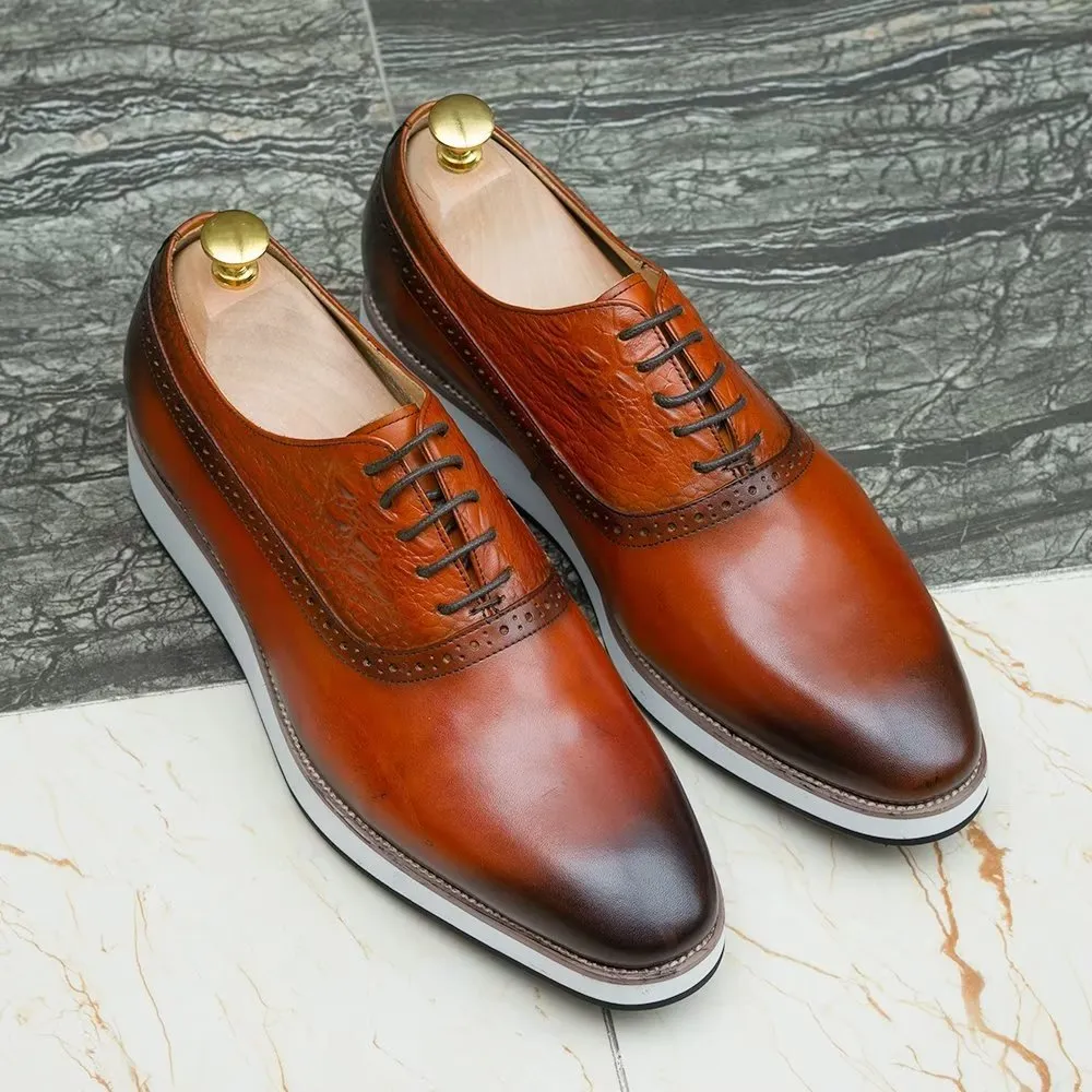 CrocLuxe Exquisite Croc-Textured Oxford Dress Shoes