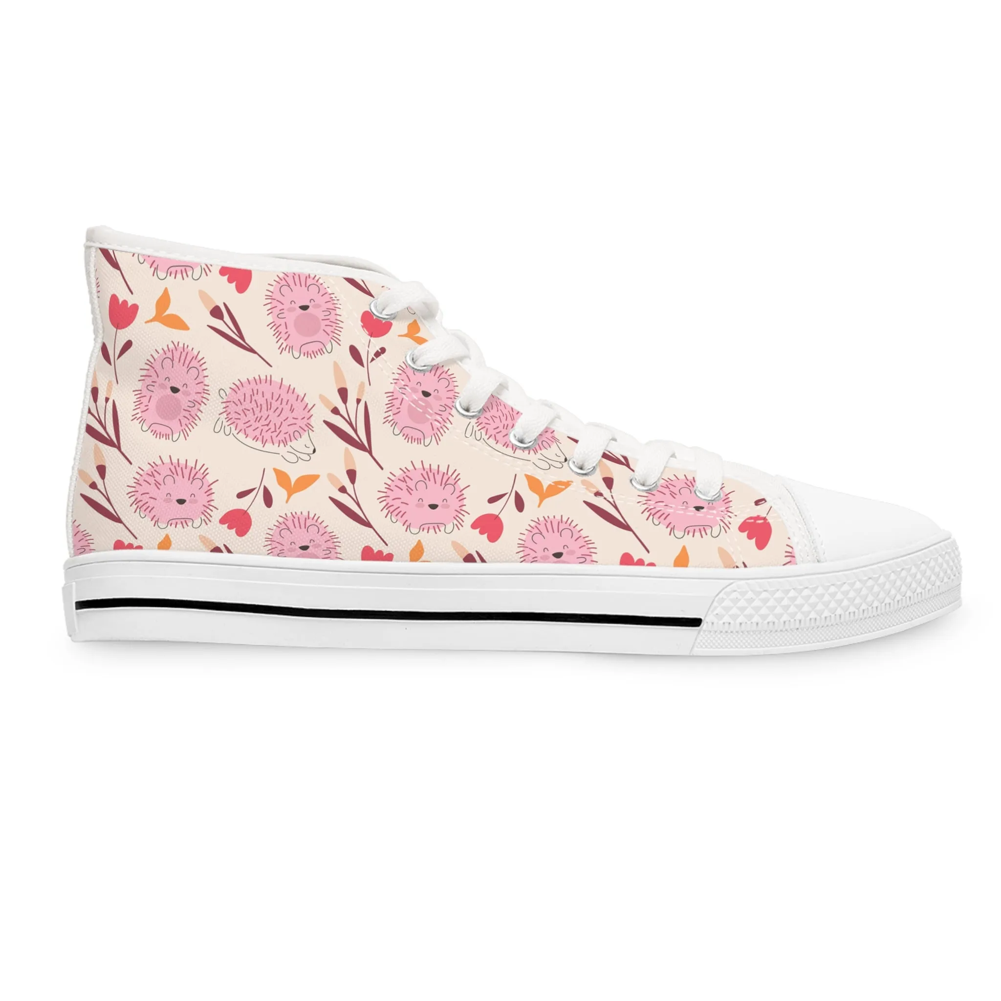 Cute Pink Hedgehog Women's High Top Sneakers