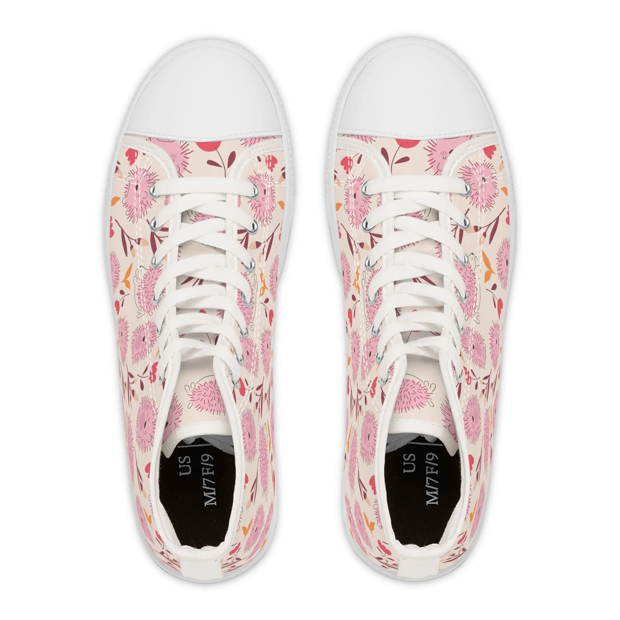 Cute Pink Hedgehog Women's High Top Sneakers