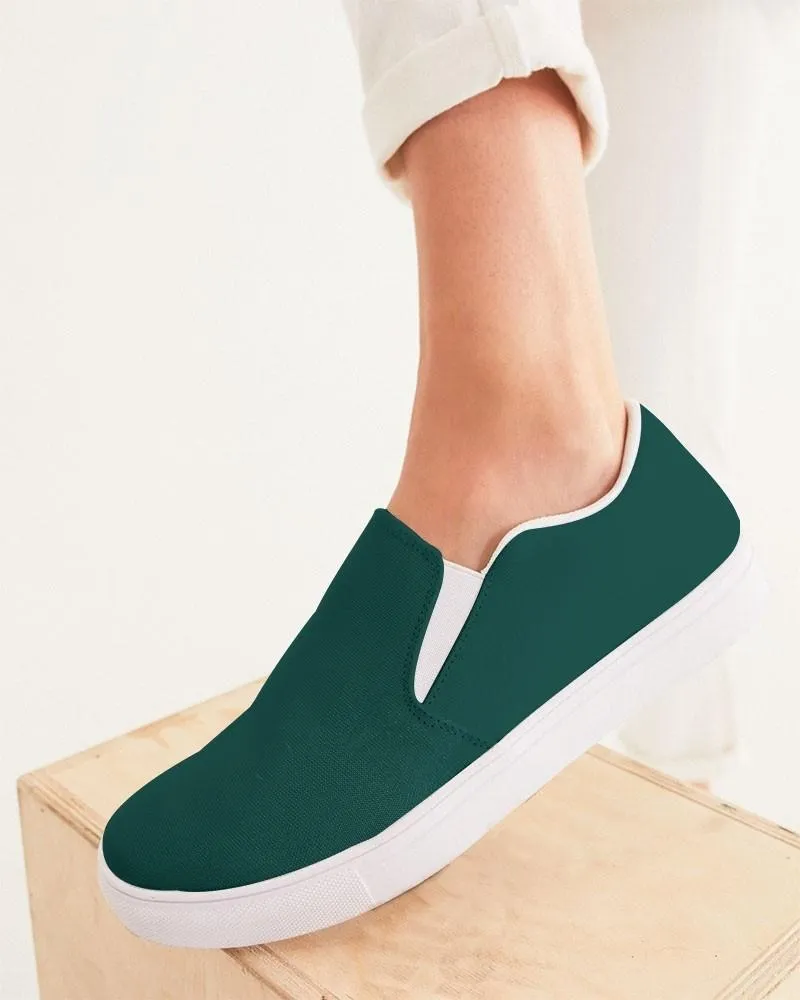 Dark Blue Cool Green Slip-On Canvas Sneakers | Women's | Dark Pure Blue Cool Green | C100M0Y50K80