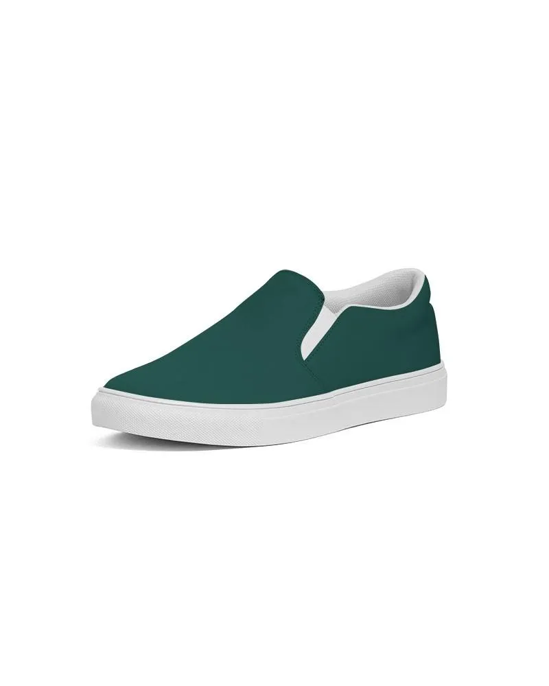 Dark Blue Cool Green Slip-On Canvas Sneakers | Women's | Dark Pure Blue Cool Green | C100M0Y50K80