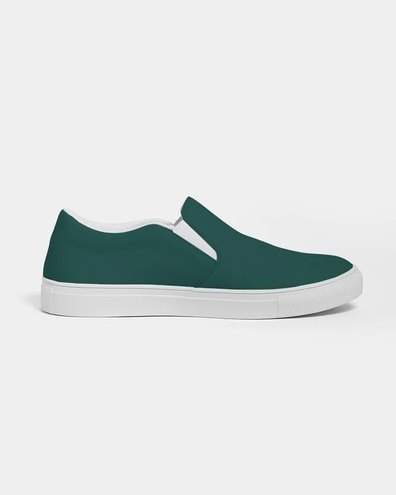 Dark Blue Cool Green Slip-On Canvas Sneakers | Women's | Dark Pure Blue Cool Green | C100M0Y50K80