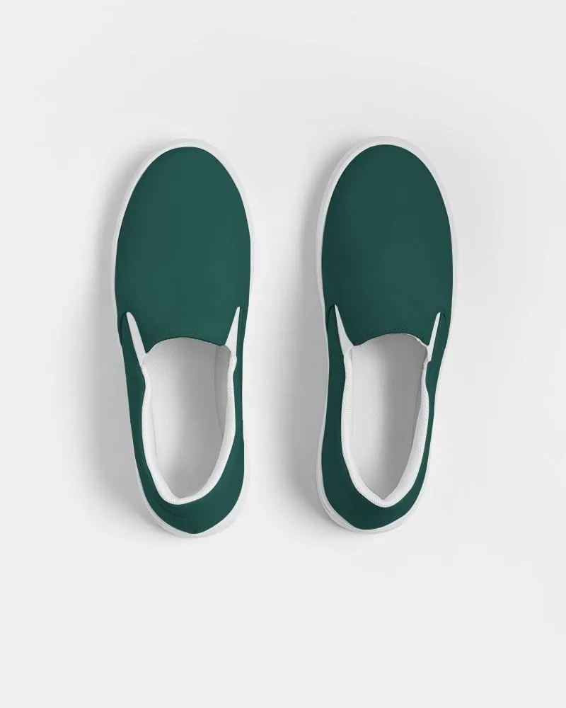 Dark Blue Cool Green Slip-On Canvas Sneakers | Women's | Dark Pure Blue Cool Green | C100M0Y50K80