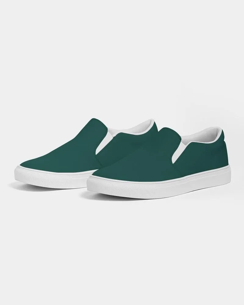 Dark Blue Cool Green Slip-On Canvas Sneakers | Women's | Dark Pure Blue Cool Green | C100M0Y50K80