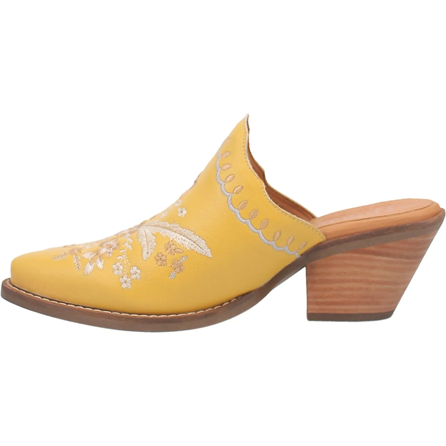 Dingo Womens Wildflower Mule Mule Shoes Leather Yellow