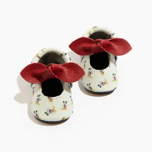 Disney Retro Mickey Mouse Knotted Bow Baby Shoe