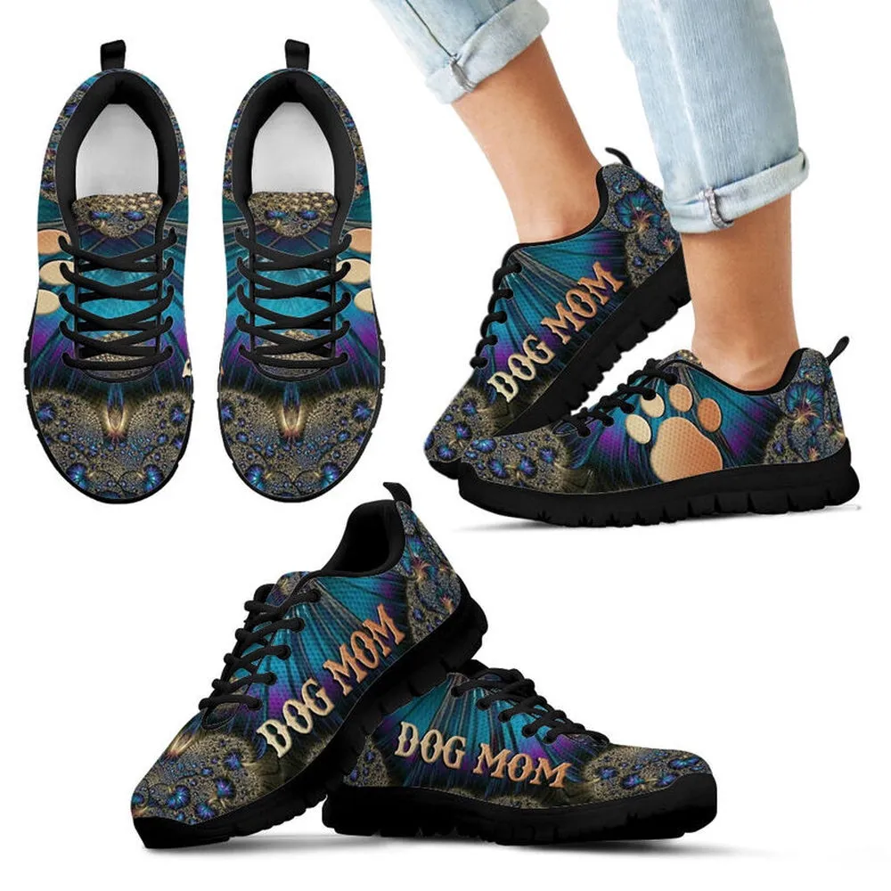 Dog Sneaker, Dog Mom Fractal Art Sneakers, Dog Shoes