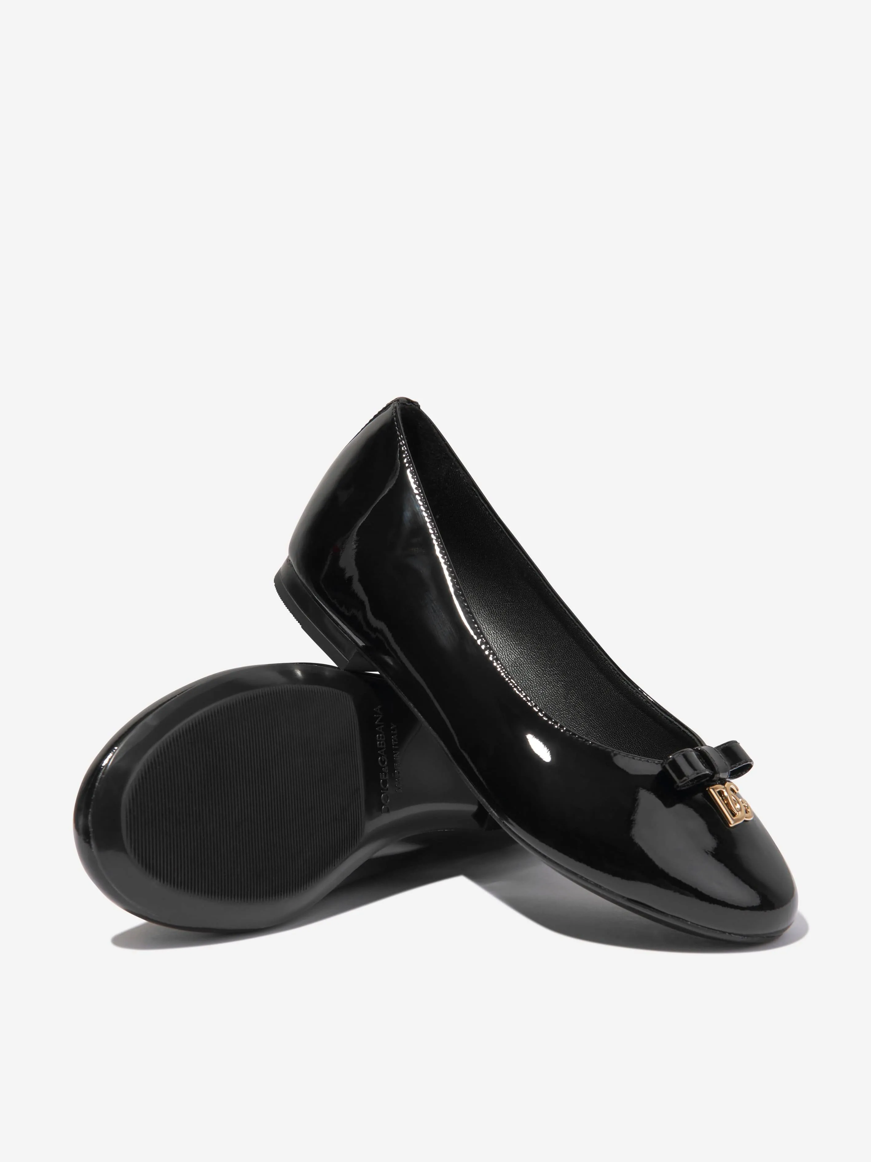 Dolce & Gabbana Girls Patent Leather Ballerinas in Black