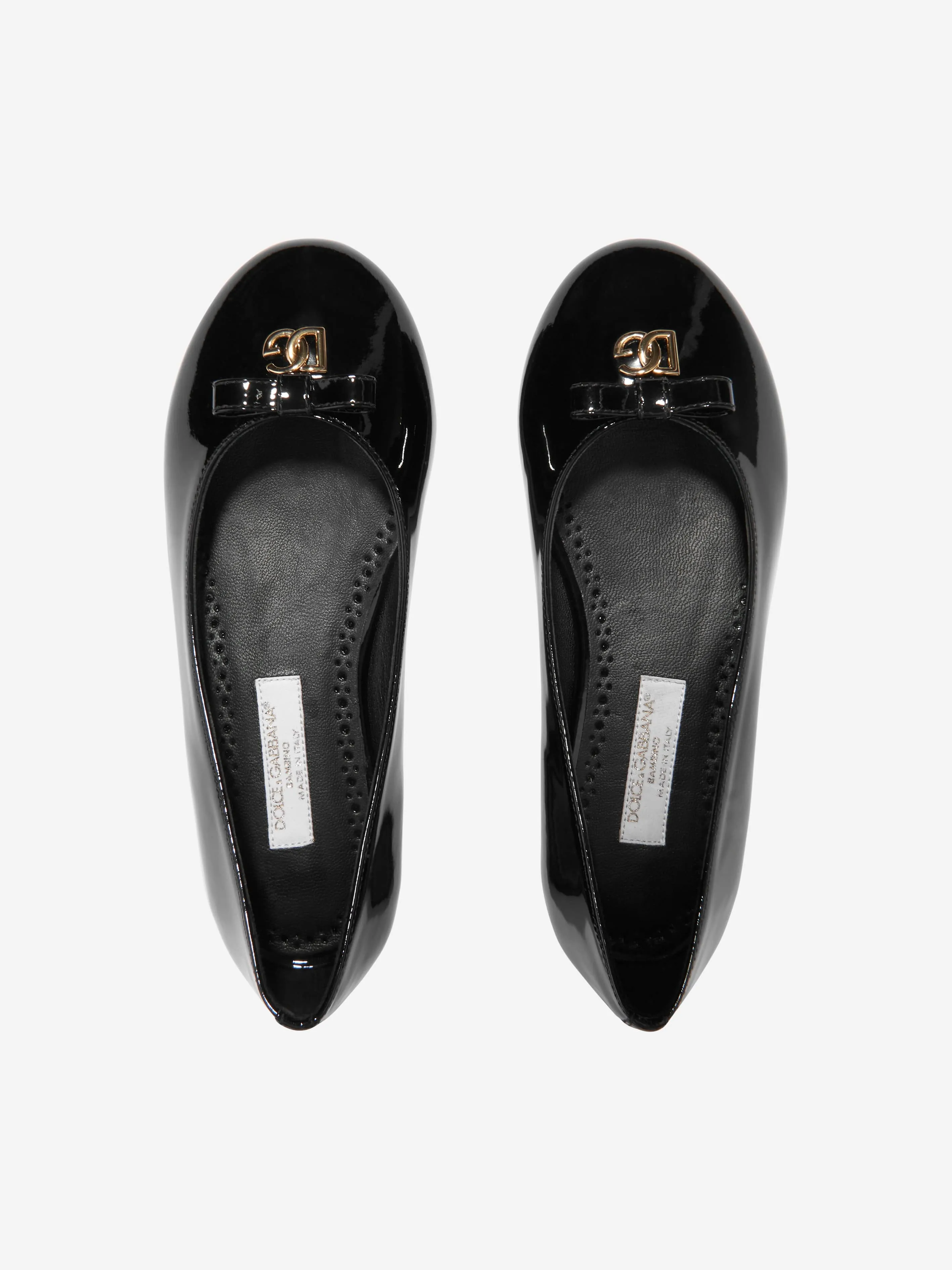 Dolce & Gabbana Girls Patent Leather Ballerinas in Black