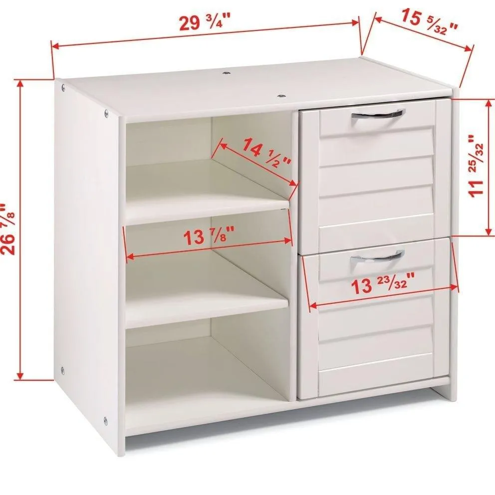 Donco Louver 2 Drawer Low Loft Chest with Shelves