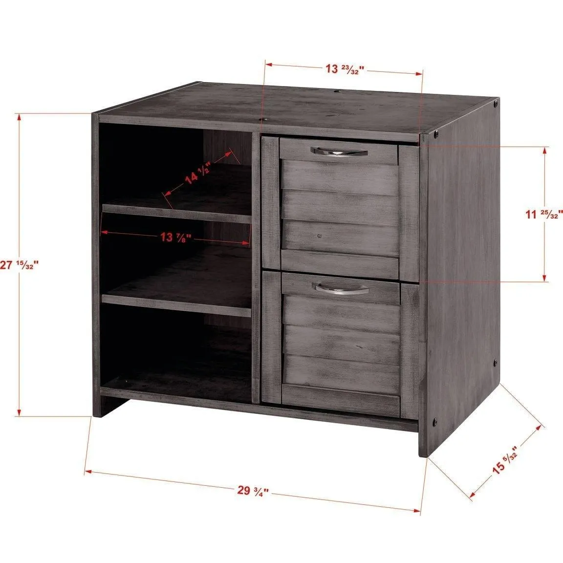 Donco Louver 2 Drawer Low Loft Chest with Shelves