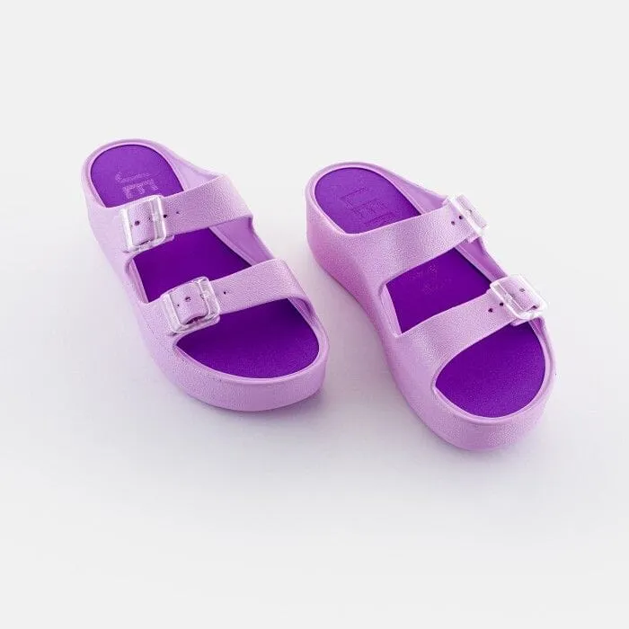 DOUBLE BUCKLE STRAP VIOLET WEDGE SANDAL