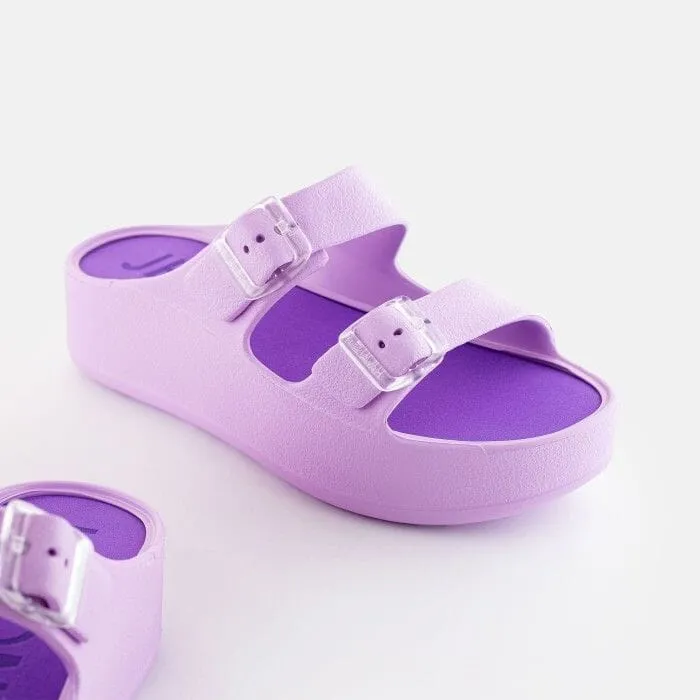 DOUBLE BUCKLE STRAP VIOLET WEDGE SANDAL