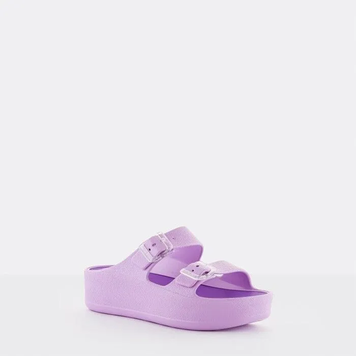 DOUBLE BUCKLE STRAP VIOLET WEDGE SANDAL