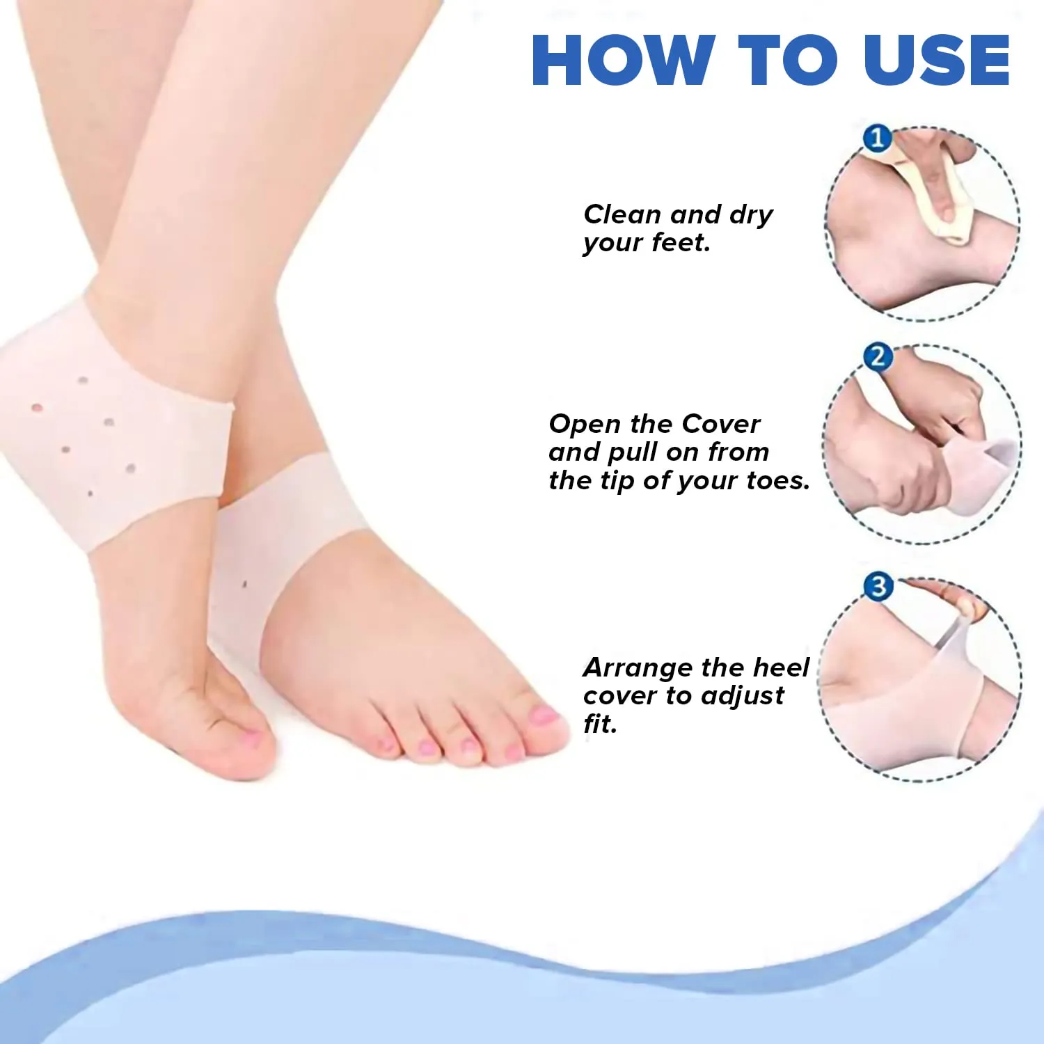 Dr Foot Anti Crack Silicone Gel Heel Pad Socks | For Heel Swelling Pain Relief, Dry Hard, Cracked Heels Repair Cream Foot Care | For Both Men & Women | Half-length - 1 Pair (Free Size) (Pack of 3)