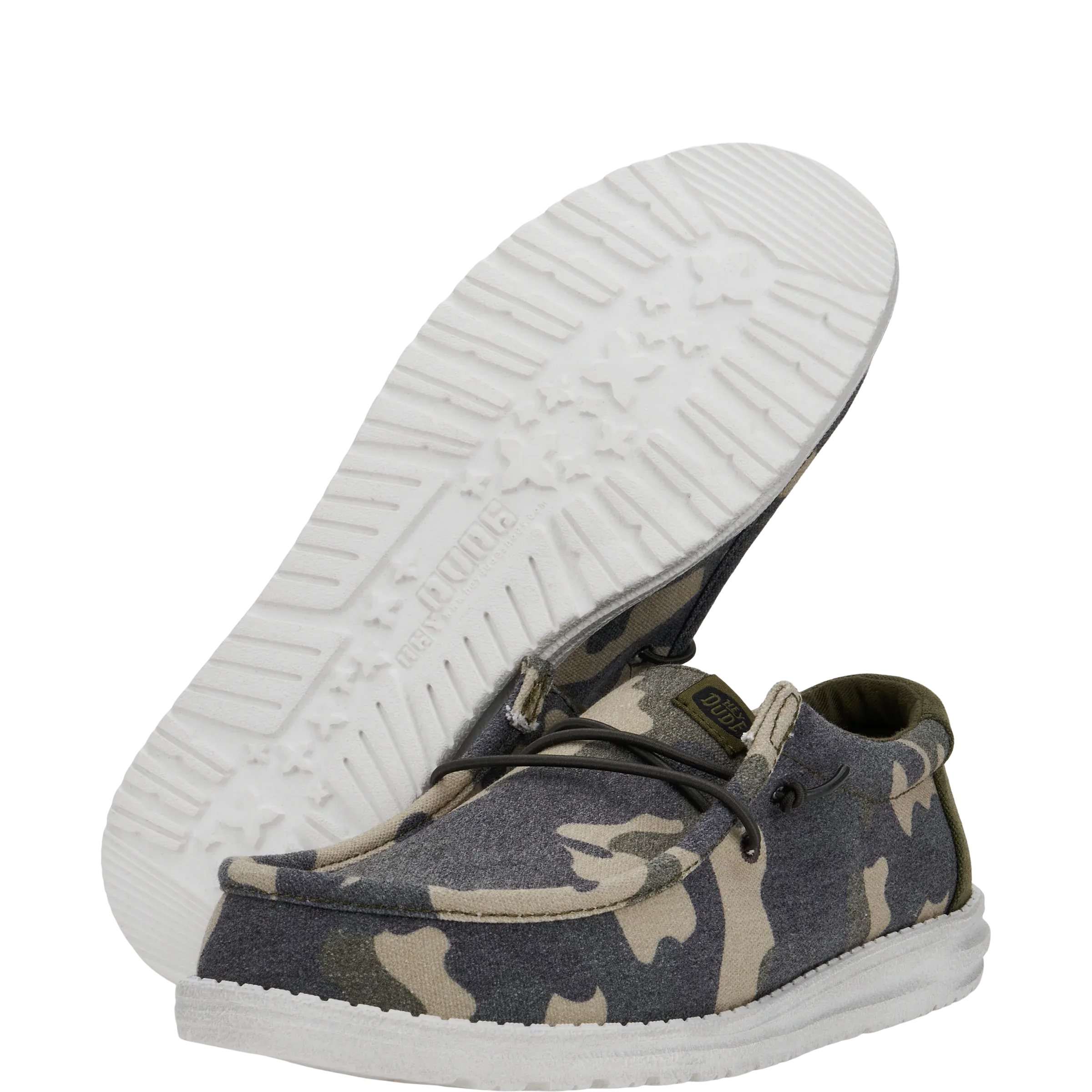 Dude Wally Washed Camo Mens Casual Comfort Canvas Deck Shoes