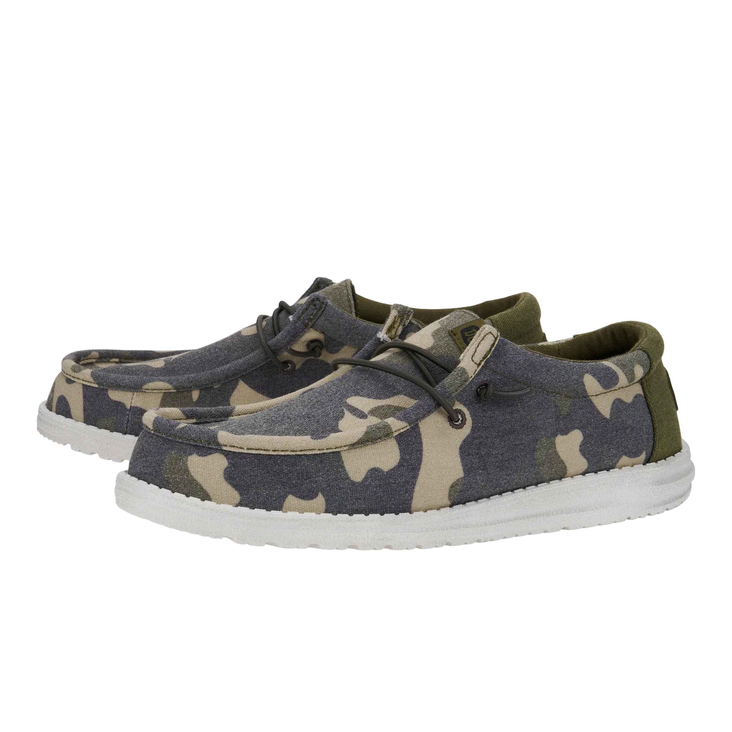 Dude Wally Washed Camo Mens Casual Comfort Canvas Deck Shoes