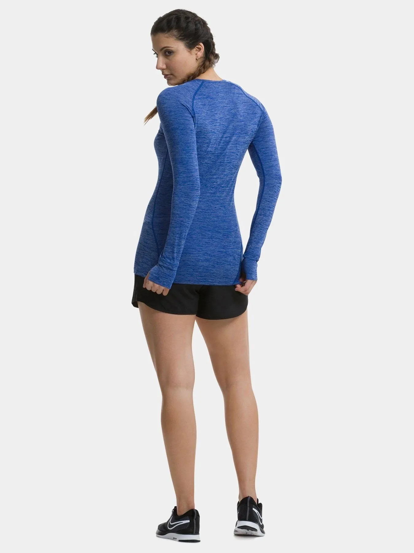 Elle Long Sleeve V Neck Top For Women With Thumbholes