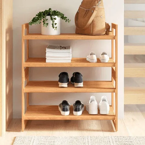 Esmalte natural Wooden Handmade Solid Sheesham Wood Shoe Rack