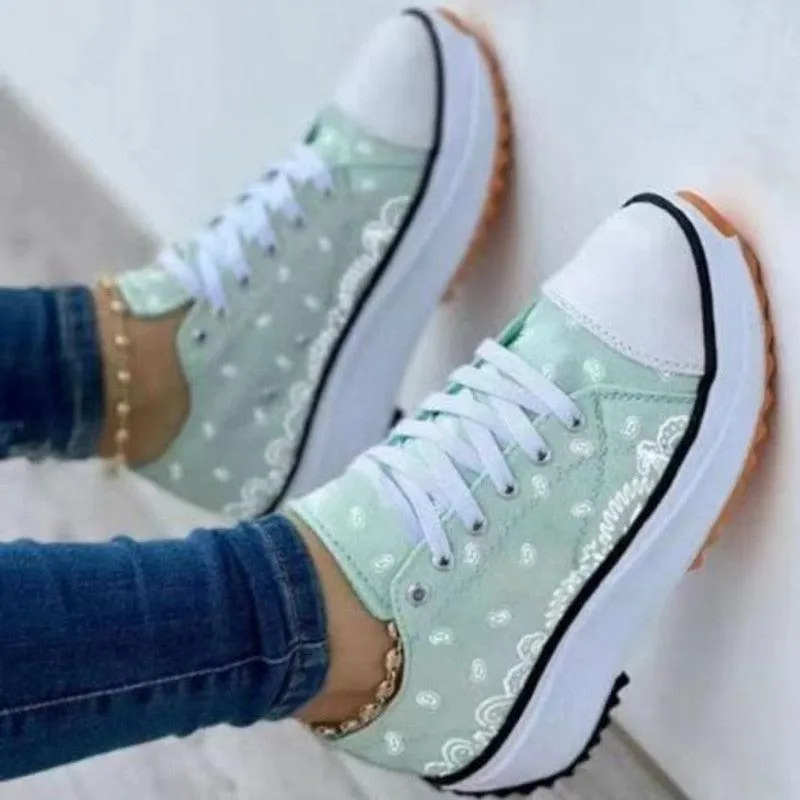 Fashion  Casual Sport Shoes Pattern Canvas Women Sneakers