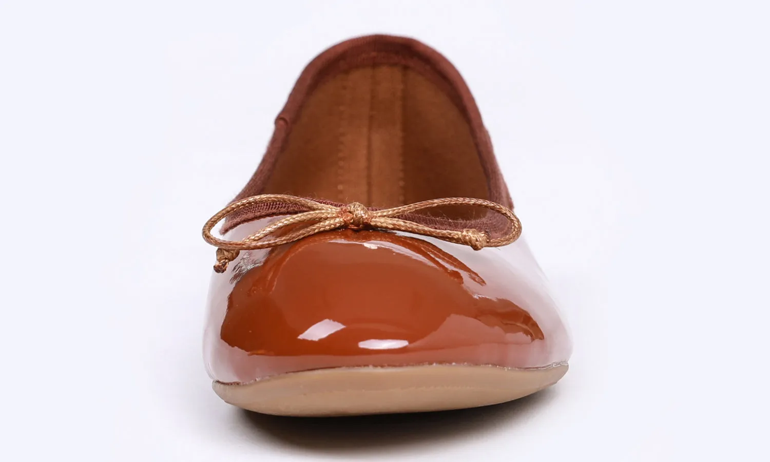 Feversole Women's Macaroon Caramel Memory Foam Cushion Insock Patent Ballet Flat