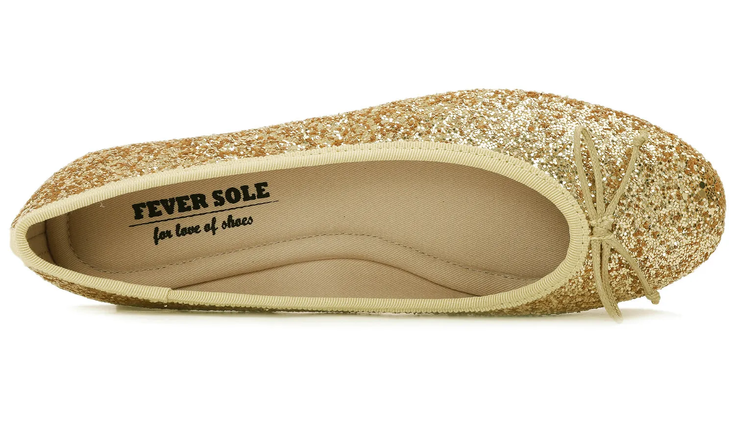 Feversole Women's Macaroon Glitter Gold Memory Foam Cushion Insock Patent Ballet Flat