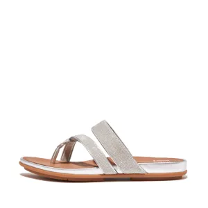 FitFlop HQ2-011 Gracie Shimmerlux Strappy Ladies Silver Toe Post Sandals