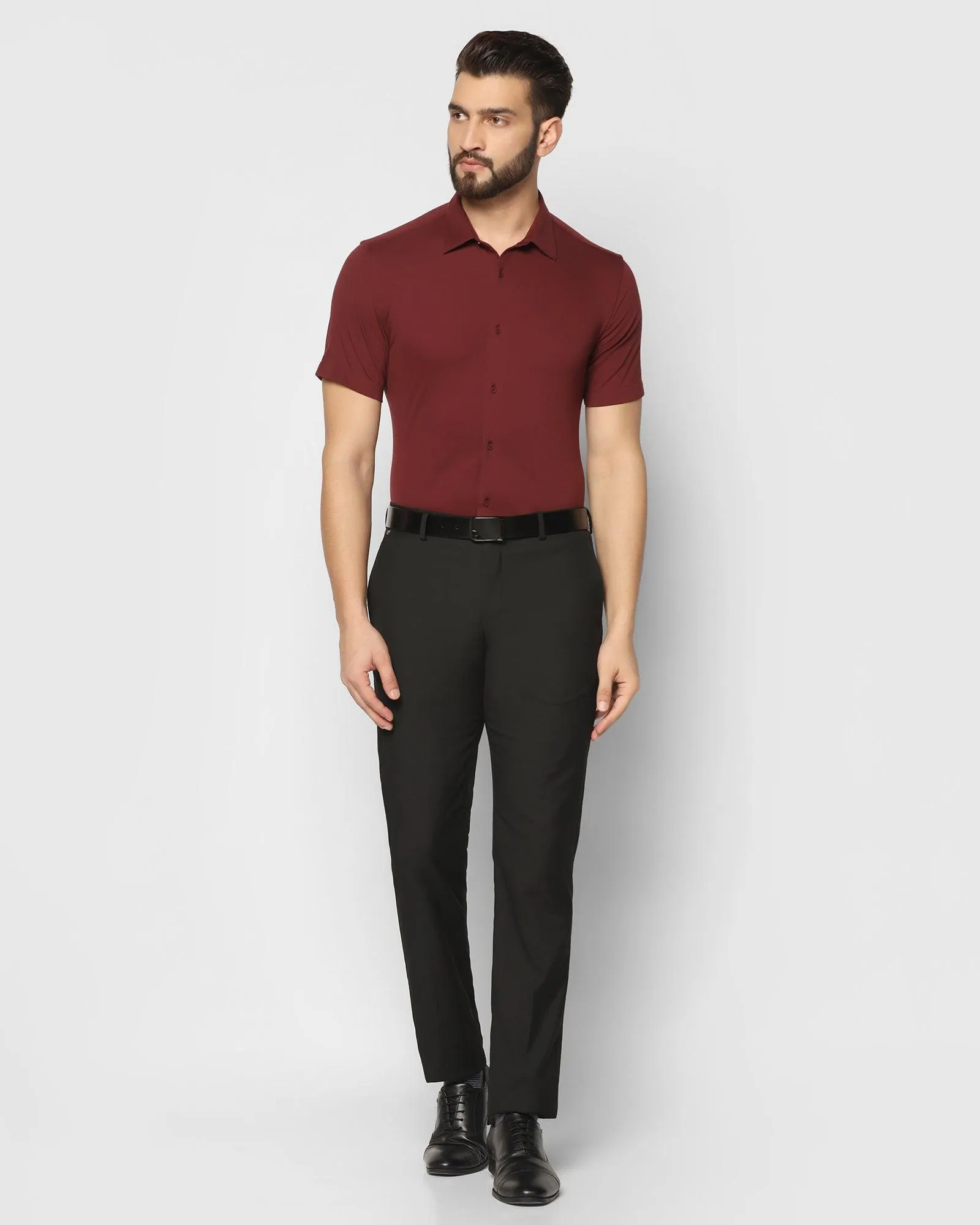 Formal Half Sleeve Wine Solid Shirt - Primus