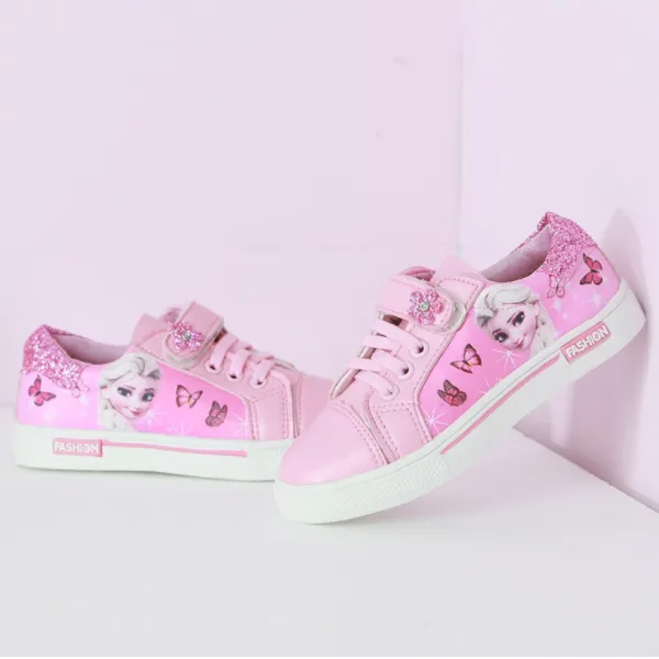 Girls Canvas Lace-up Frozen Inspired Elsa Sneakers By Liv and Mia