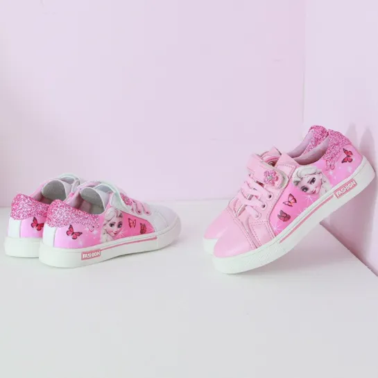 Girls Canvas Lace-up Frozen Inspired Elsa Sneakers By Liv and Mia