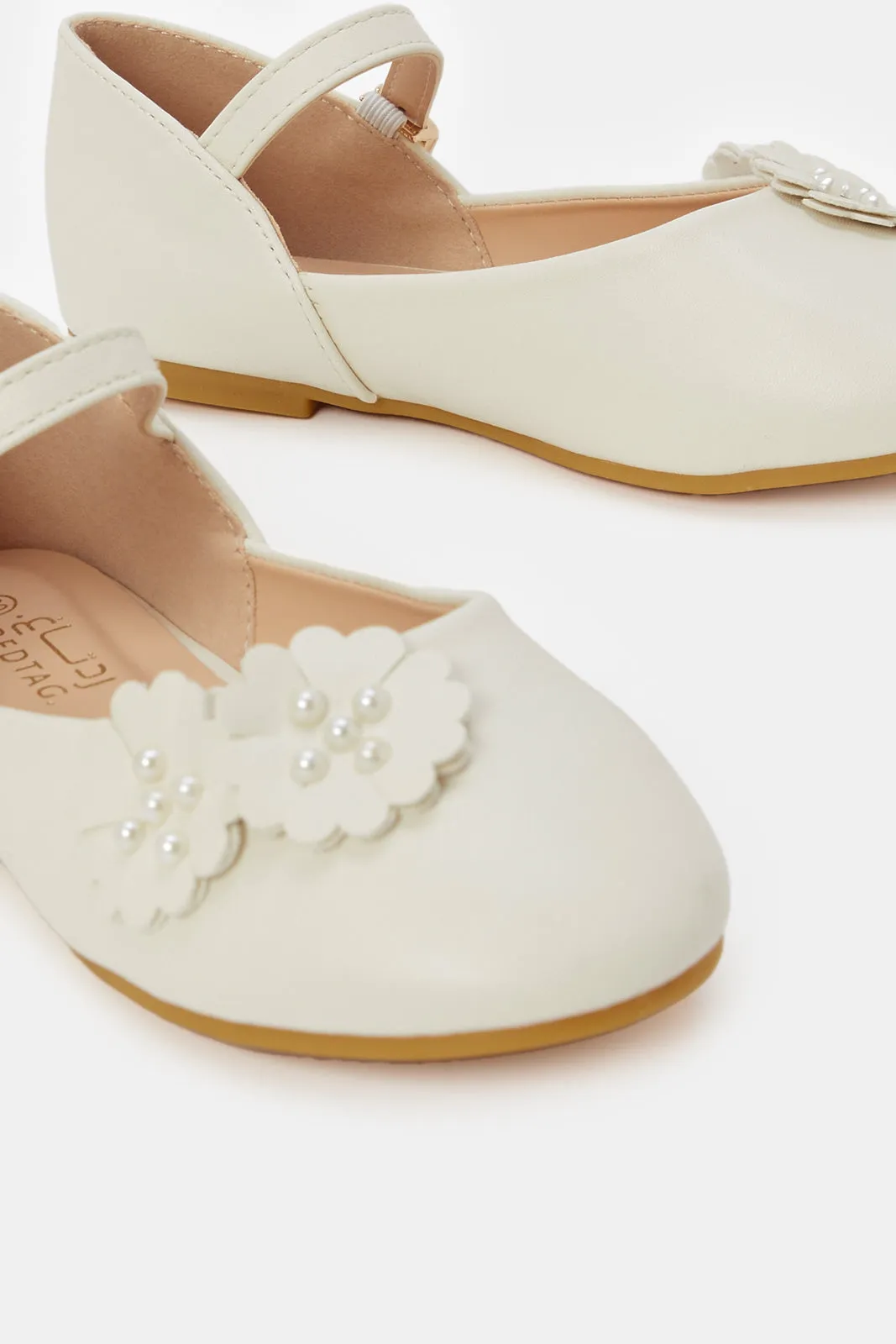 Girls Cream Floral Ballerina