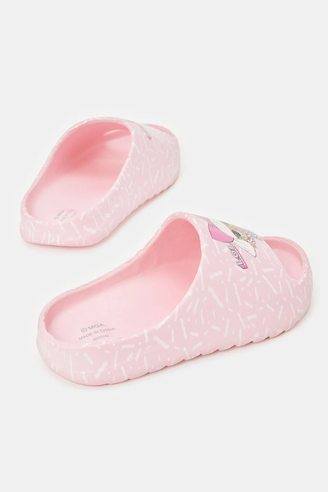 Girls Pink L.O.L Slides