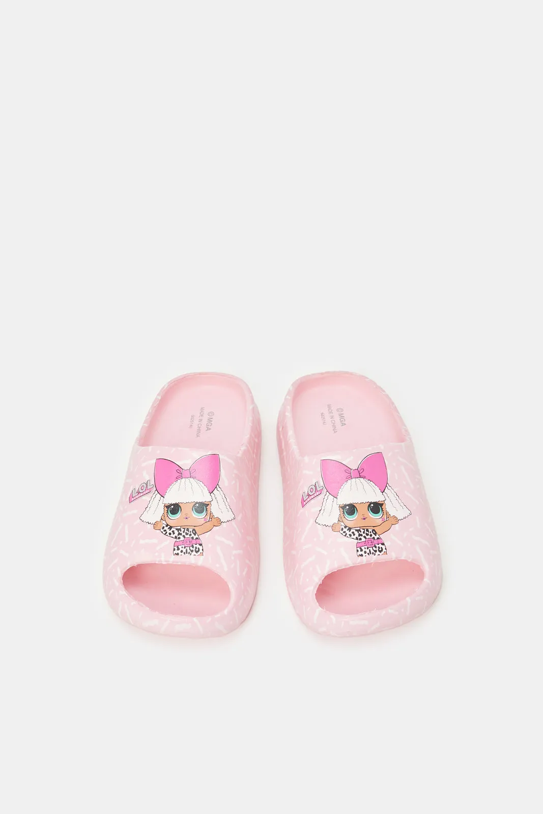 Girls Pink L.O.L Slides