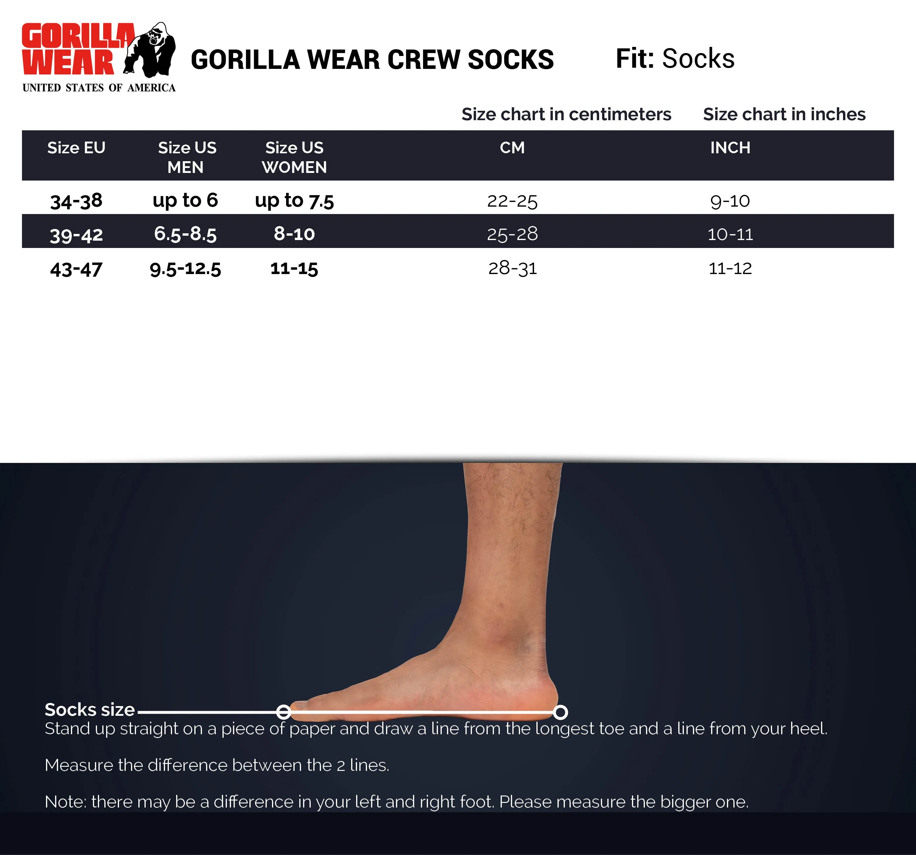 Gorilla Wear Crew Socks - White