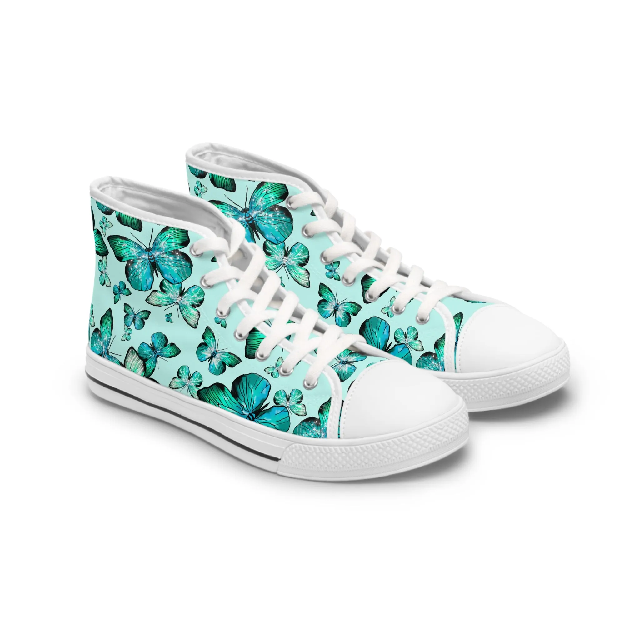 Green Butterflies Women's High Top Sneakers