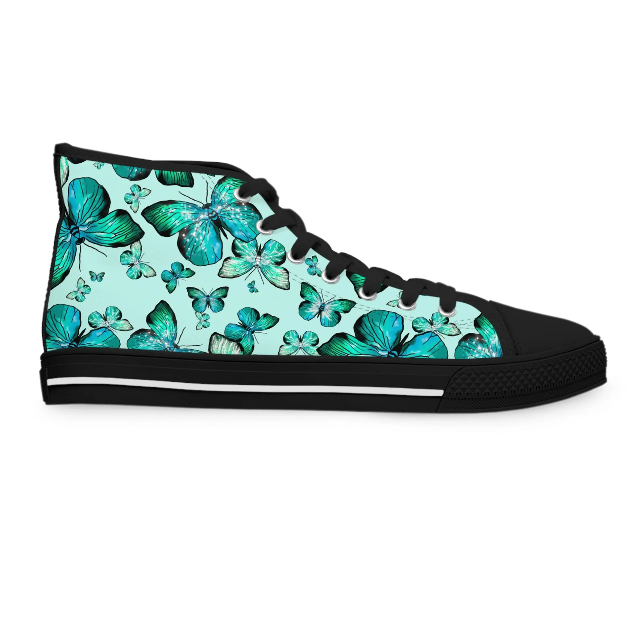 Green Butterflies Women's High Top Sneakers