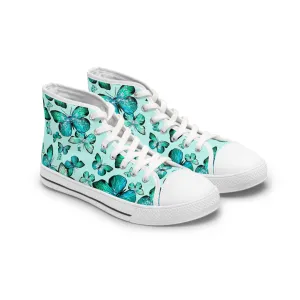 Green Butterflies Women's High Top Sneakers