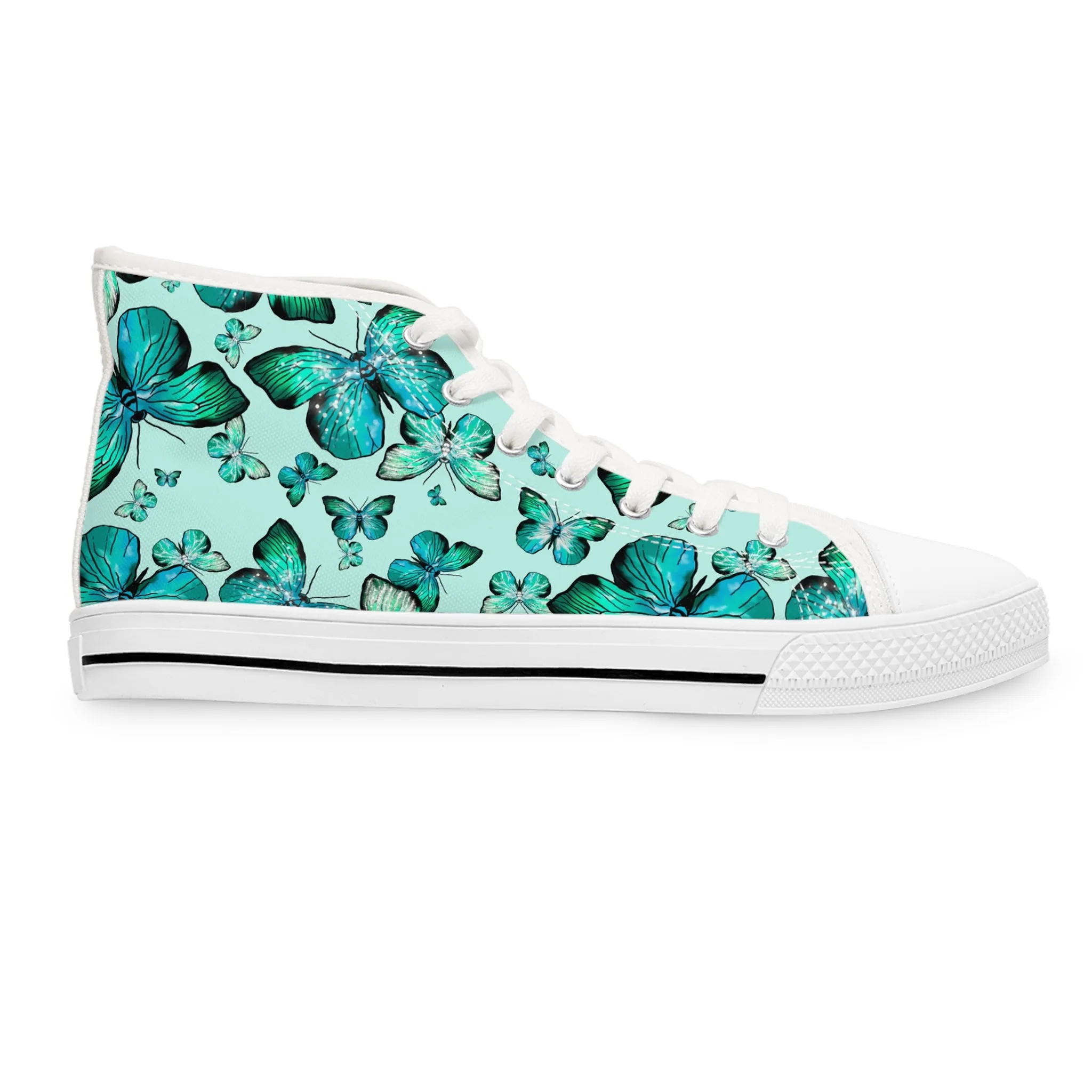 Green Butterflies Women's High Top Sneakers