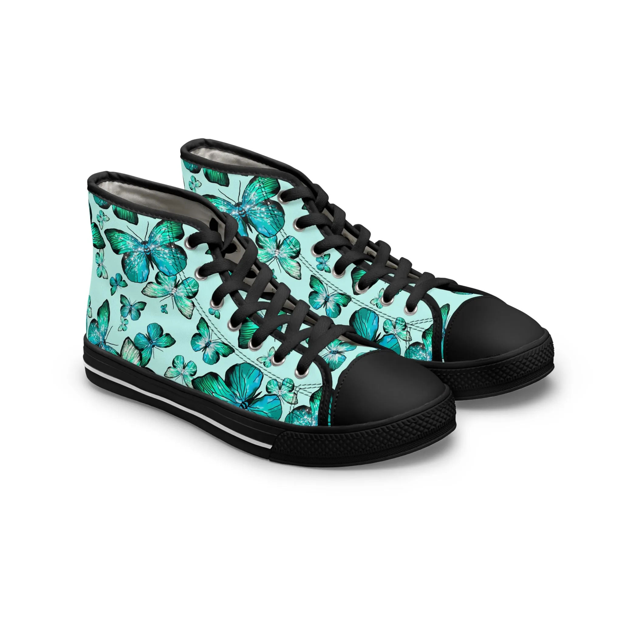 Green Butterflies Women's High Top Sneakers