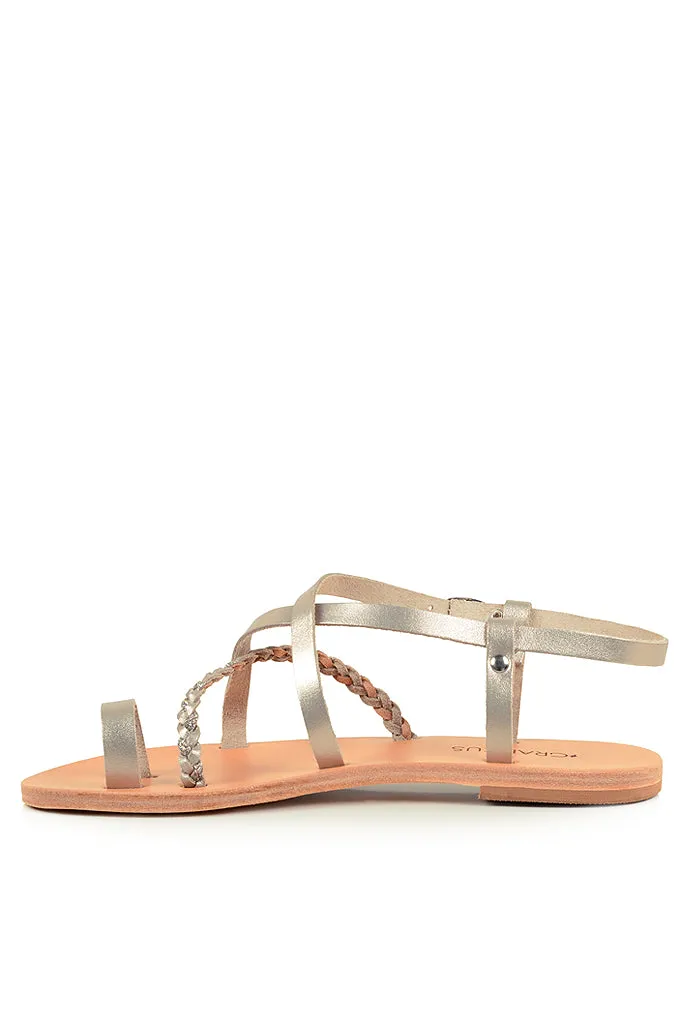 Hebe Platinum Leather Sandals